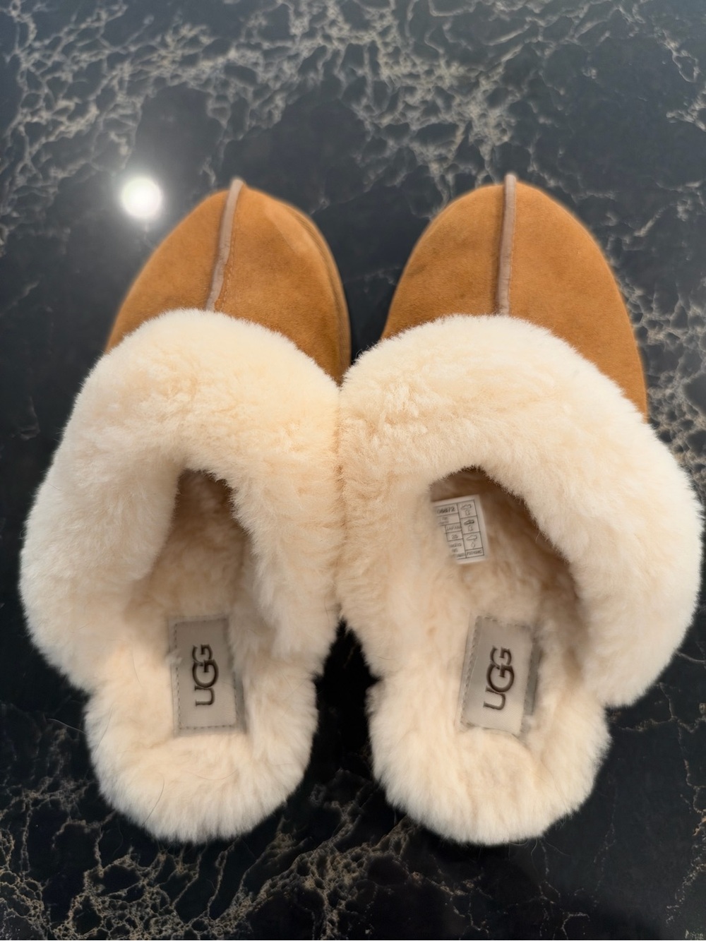 UGG Women's Chestnut Suede Sheepskin Cuff Slippers